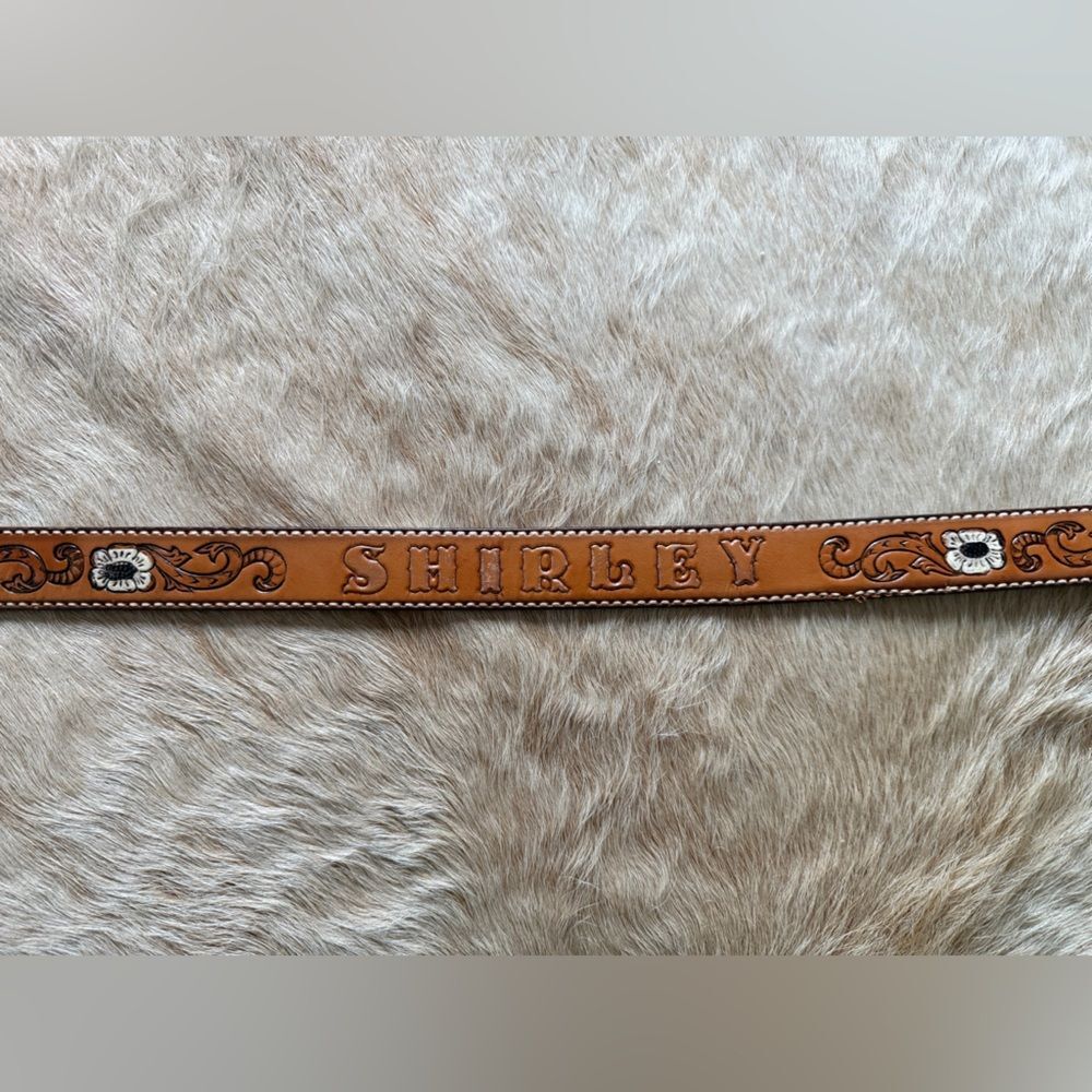 Vintage “Shirley” Hand Tooled Leather Western Belt Floral Size 30 - Picture 5 of 15